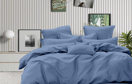 Наволочки 2 шт Страйп-Сатин Джинс (вертикальная полоса)